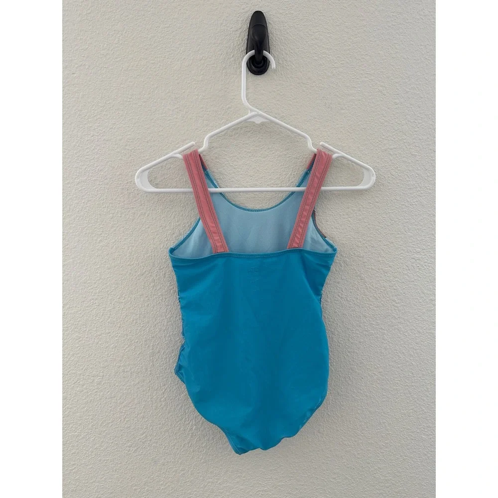 Disney Moana 2 Girls Blue One Piece Swimsuit Graphic Bathing Suit Size 7-8‎